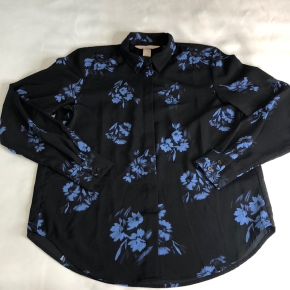 H & M Floral Long Sleeve Button Up Blouse Size 4 - Picture 8 of 12